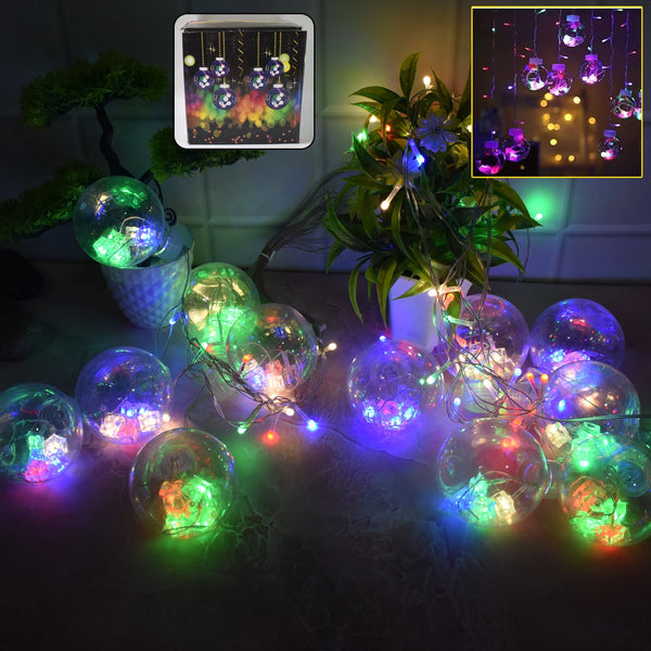 12  Wish Balls Window Curtain String Lights with 8 Flashing Modes Decoration for Home Decoration, Diwali & Wedding LED Christmas Light Indoor and Outdoor Light ,Festival Decoration (Plastic, Multi Color)