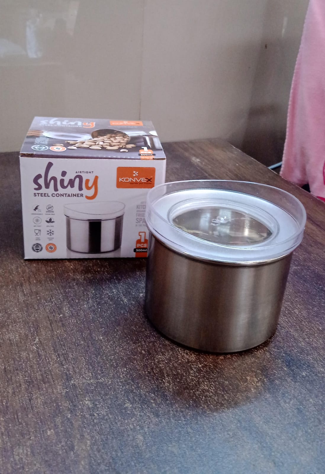 Multipurpose Stainless Steel Airtight Containers with See Through Lid (1 Pc / 500 ML)