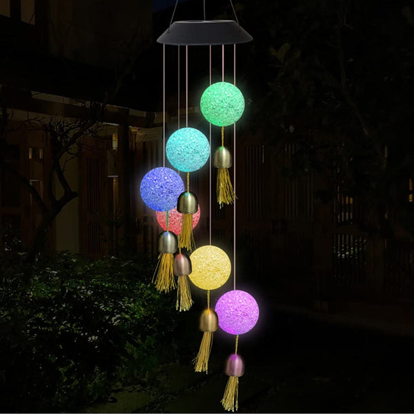 Solar crystal ball wind chime for garden decor