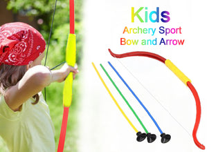 Kids' bow and arrow set, with quiver, for archery play.