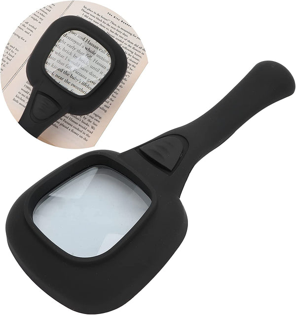 Handheld magnifying glass with LED light