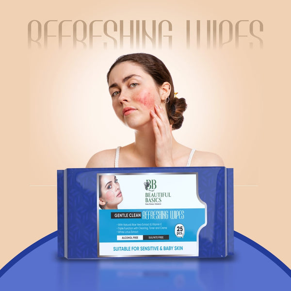 Refreshing Wet Wipes for Face | Facial Cleansing | Refreshing & Skin Hydration| Soothing for skin | pH Balance & Alcohol Free | Nourishing with Fruit extract | 25 Wipes