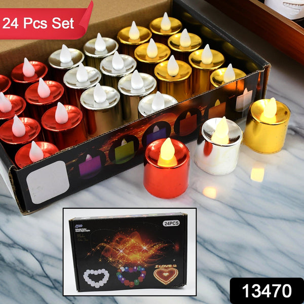 Electrical Candles Diya LED Tea Light, Plastic Candle Light Candle Candle (24 Pc Set)